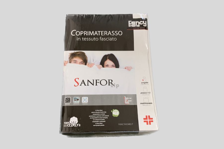 Fodera coprimaterasso con zip in 100% cotone SANFOR - Italia Biancheria